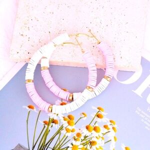 Color Blocking Pottery Hoop Earrings